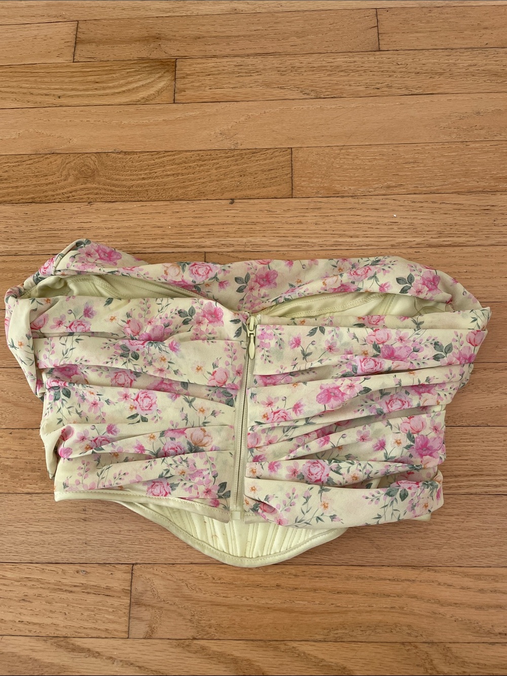 House of CB Vivienne Lemon Floral Strapless Corset Top - Size Medium(fit like S) - Picture 4 of 10